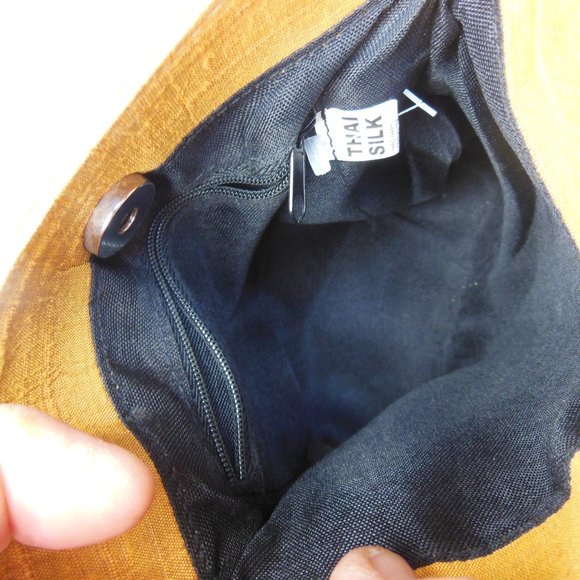 Thai silk  bag, Beautiful  Gold color hand bag ,Spring bag 9 By 9 in. - Picture 7 of 9